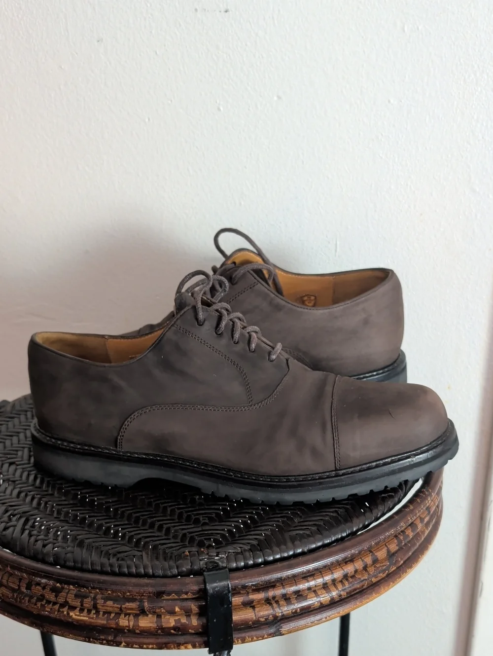 COLE HAAN Men's Dark Brown Suede Oxford Cap Toe Casual WATERPROOF Men Size 10
